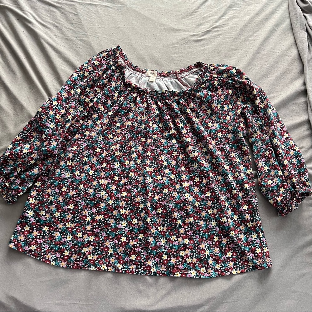Womens STYLE & CO 100% Cotton 3/4 Sleeve Ditsy Floral Top Plus Size 1X